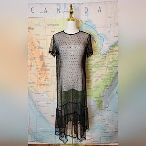 Vintage Forever 21 Elegant Black Sheer Lace Dress Size M